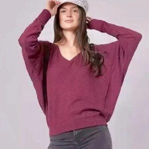 Free People NWT Santa Clara Thermal Size XS in Mulberry Oversized Retail $78